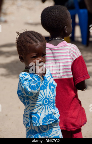 Africa, Senegal, Dakar. Fulani village, semi-nomadic tribe located along the shores of the Pink Lake of Retba. Village children. Stock Photo