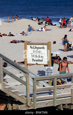 Lifeguards going off duty Long Island NY Stock Photo