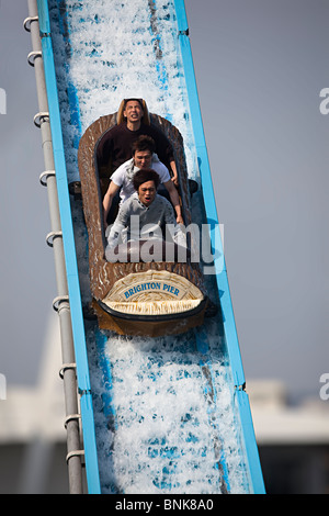 Log flume ride in funfair Brighton pier England UK Stock Photo