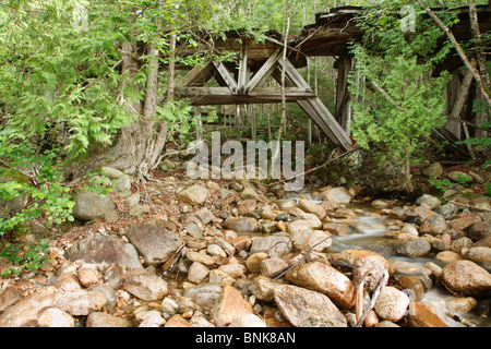 Built in the early 1900s, the abandoned Trestle No. 16 is along the old East Branch & Lincoln Railroad in the Pemigewasset Wilderness of New Hampshire Stock Photo