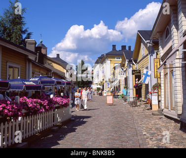 Cobbled street in Old Town, Porvoo, Uusimaa Region, Republic of Finland Stock Photo
