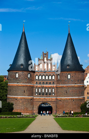 Germany Lübeck world cultural heritage Holstentor gate towers rooks travel tourism holidays vacation Stock Photo