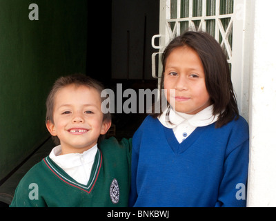 Children smiling, Tunja, Boyaca, Colombia, South America. Stock Photo