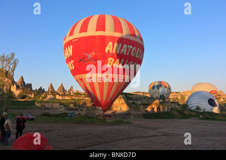 Hot Air Balloons, pre-flight preparations, Cappadocia, Turkey Stock Photo