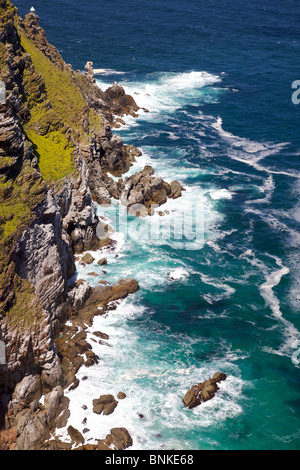 Cape Point, where the Indian Ocean meets the Atlantic, at the tip of the Cape Peninsula, South Africa. Stock Photo