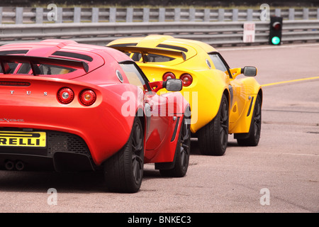 Lotus Exige sports car cars at Thruxton motor racing circuit Stock Photo