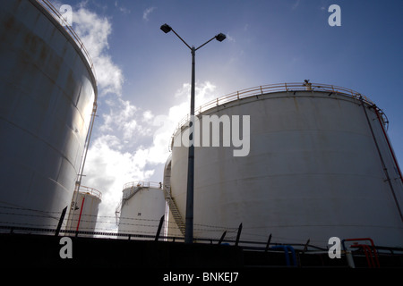 The 'Tank Farm', Wynyard Point industrial storage area on Auckland's waterfront. Auckland city harbour, New Zealand. Stock Photo