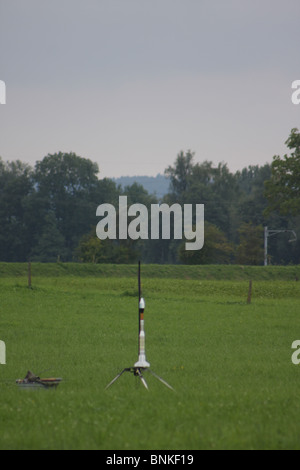 Rocket Start Ramp Hobby tinkering rocket start meadow smoke rocket start Stock Photo - Alamy
