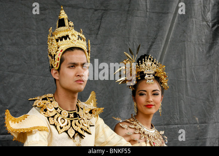 A female Thai dancer at the Thai festival in London's Battersea Park England Stock Photo