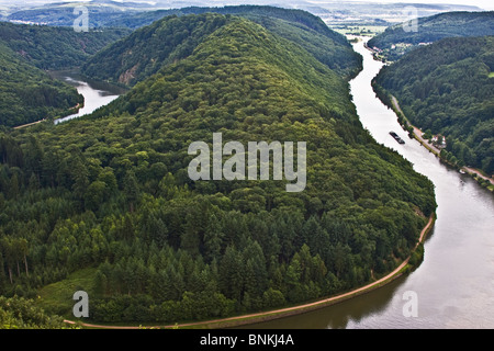 The Saarschleife (Saar loop) ; Saar river; Germany; July 2OO8 Stock Photo