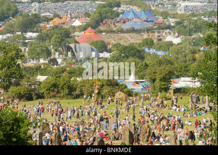 Overview of the Glastonbury Festival site, Somerset, England. Stock Photo