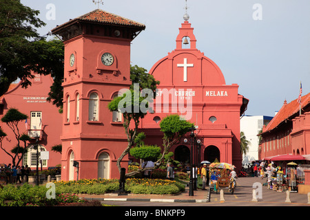 Malaysia, Melaka, Malacca, Town Square, Christ Church, Clock tower, Art Gallery, Stock Photo