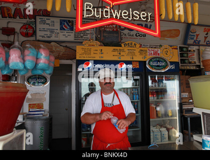 Beer vendor Coney Island Stock Photo