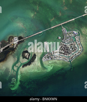 aerial map view above Duck Key Thomas Harbor highway one Florida keys Stock Photo