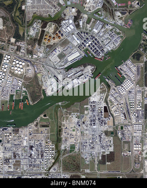aerial map view above ship channel Port Houston Texas Stock Photo