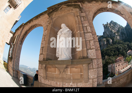 Statue of Catholic relevance persons in the main esplanade of the sanctuary of Montserrat, religious center of Catalonia, Spain Stock Photo