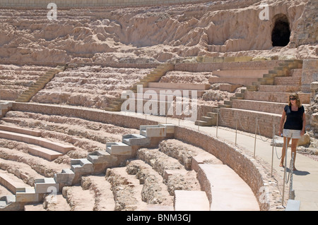 The Roman Theatre of Carthago Nova and Cathedral ruins of Cartagena in the region of Murcia, South Eastern Spain Stock Photo