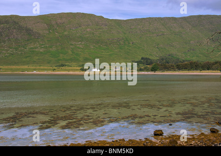 Applecross Bay with one white house Applecross Peninsular Wester Ross Scottish Highlands North West Scotland Stock Photo