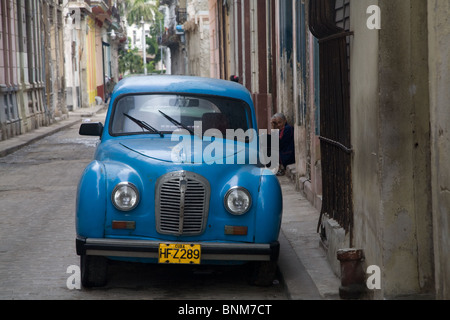 Austin A40 Somerset painted blue in Havana, Cuba Stock Photo