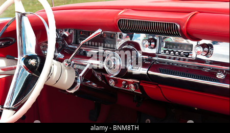Red 1958 Buick special. Buick 2 door special convertible interior. Classic American fifties car Stock Photo