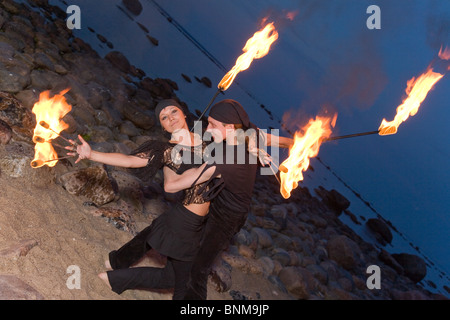 Fire Dancers Stock Photo