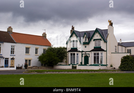 VICTORIAN AND EDWARDIAN HOUSES ON THE GREEN AT SEATON CAREW HARTLEPOOL ENGLAND Stock Photo