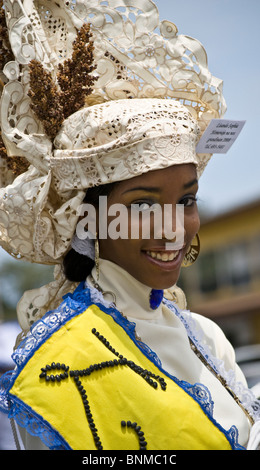 Woman in traditional costume in Willemstad, capital of Curacao Stock ...