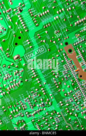 Detail of printed circuit board from a television. "Isolated" Stock Photo