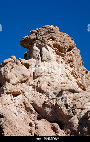 Rock Formation shaped like a Lion's Head, Gorges du Dadès, Dadès Valley, Central Morocco Stock Photo