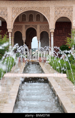 The Patio de la Acequia in the Generalife gardens of the Alhambra in Granada Andalucia Spain Europe Stock Photo