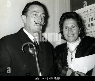 SALVADOR DALI (1984-89) Spanish artist with wife Gala at the Sorbonne in Paris