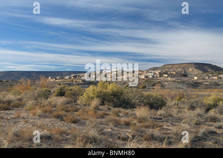 Landscape community village Mission San Jose de la Laguna Indian Pueblo New Mexico USA America North America sky Stock Photo