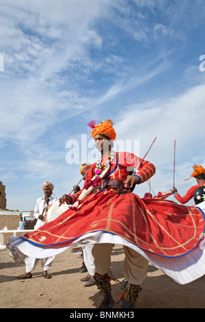 Traditional dance. Jaisalmer Festival. Rajasthan. India Stock Photo