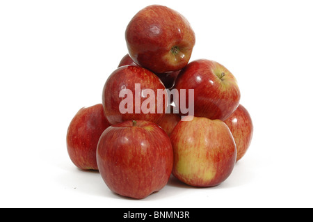 Red apples on white background. Stock Photo