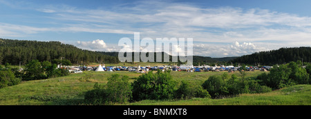 Panorama 4th of July Pow Wow Northern Cheyenne Indian Reservation Lame Deer Montana USA Stock Photo