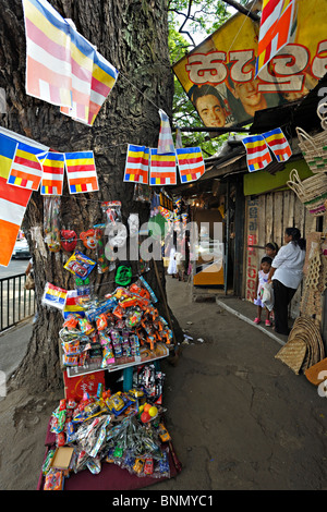 Shops in a street market in Kandy, Sri Lanka during a budh purnima festival. Stock Photo