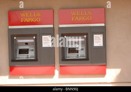 Two Wells Fargo ATM (Automatic Teller Machine) cash machines. Stock Photo