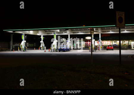 Night view showing the BP Petrol Station in Hammersmith, London, W6. Stock Photo
