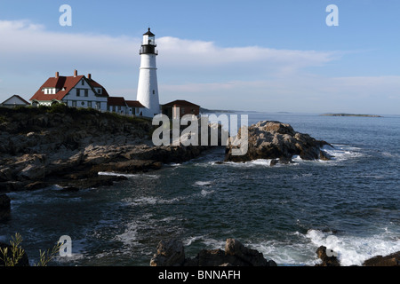 Portland Head Light in Cape Elizabeth, Maine, USA. The lighthouse sits at the southern edge of Casco Bay. Stock Photo