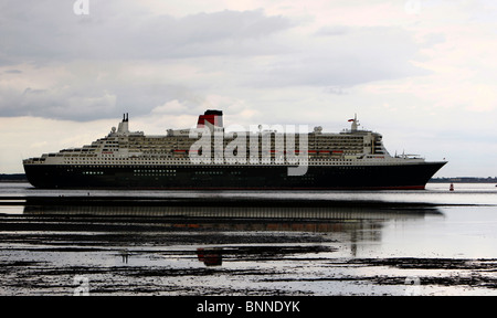 The Queen Mary 2 in Southampton Water leaving on a voyage to Norway. Stock Photo