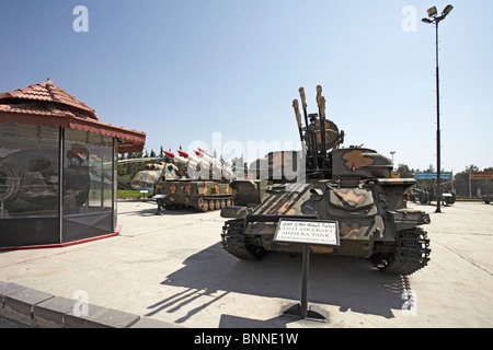 Damascus Syria Panorama military museum  commemorating the Yom Kippur or October war and the six days war with a Sheilka tank an SAM missile systems Stock Photo