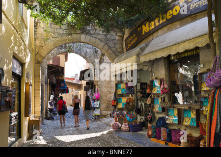 Shops in the Old Town, Rhodes Town, Rhodes, Greece Stock Photo