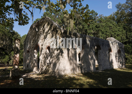 Ruined Chapel of Ease, St. Helena Island, Beaufort County, South Carolina, USA Stock Photo