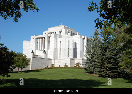 Cardston Mormon Temple Church of the Latter Day Saints Temple in Cardston Alberta Stock Photo