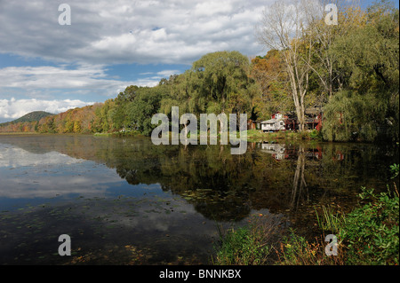 Lake Amenia New York USA America United States of America house trees nature water Stock Photo