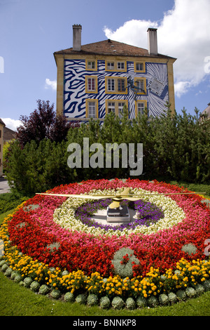 Switzerland Swiss Le Locle Clock Watch Flowers Flower Clock Town City Stock Photo Alamy