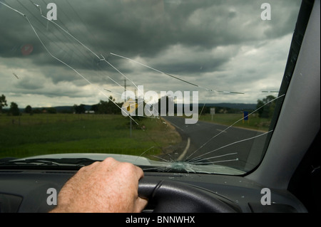 Broken windscreen Stock Photo