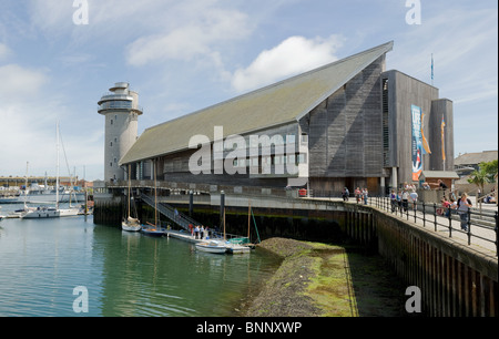 A panoramic view of the National Maritime Museum on the Discovery Quay in Falmouth in Cornwall. Stock Photo