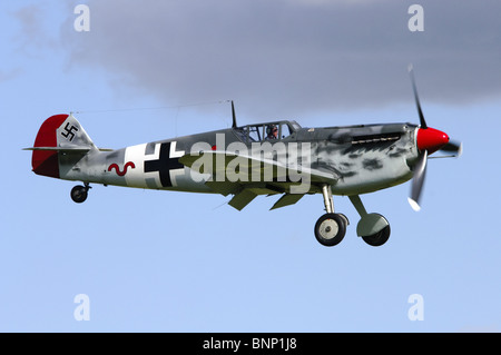Messerschmitt Bf109G (Hispano HA-1112 MIL Buchon) in Luftwaffe camouflage scheme. Stock Photo