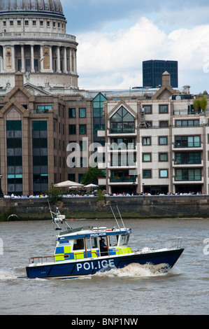 Police boat on river Thames, London, England Stock Photo